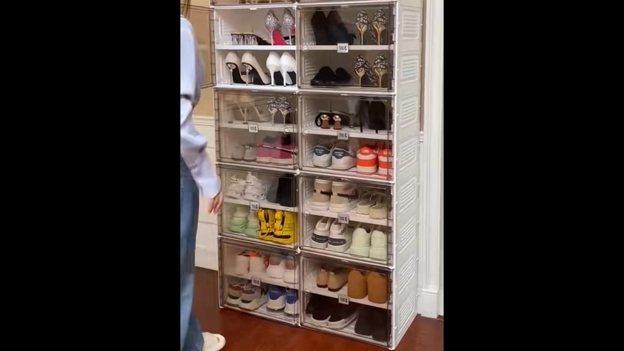 Instant Shoe Storage Solution! Foldable & Transparent Shoe Cabinets - No Installation Needed!