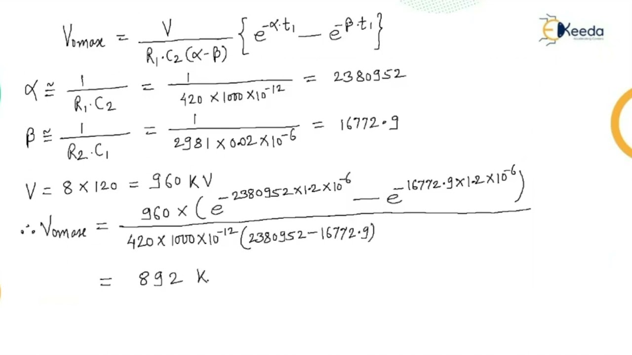 Numerical on Impulse Voltage Generator - High Voltage Engineering