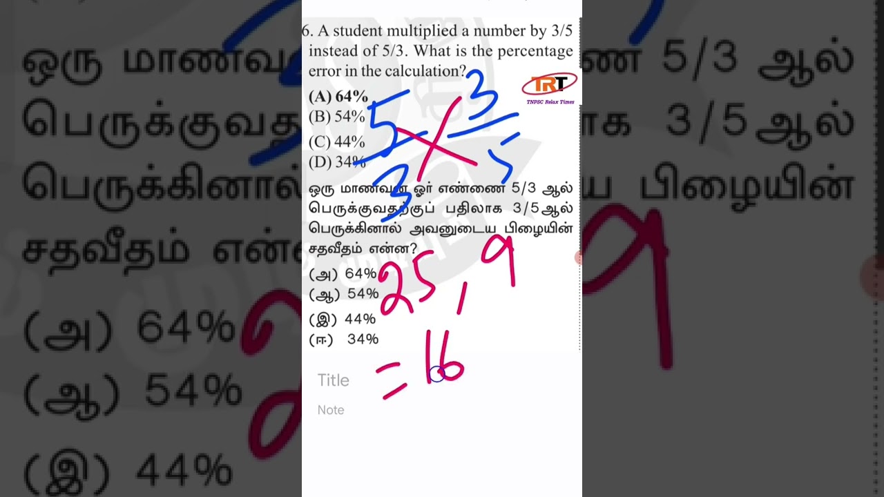 TNPSC PERCENTAGE SHORTCUT