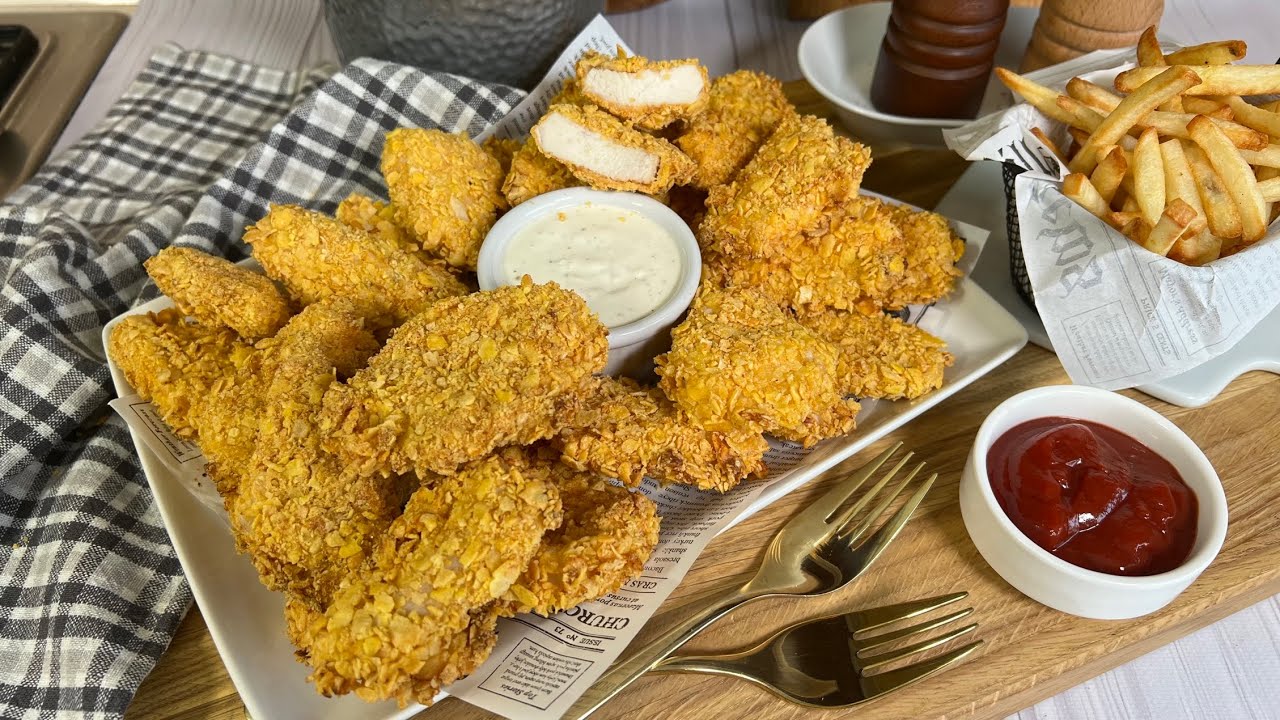 Pieczone nuggetsy w płatkach kukurydzianych