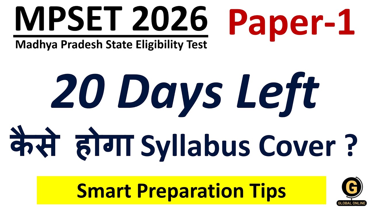 MP SET Paper-1 20 Days Crash Course | Important Topics for Madhya Pradesh SET Exam 2026 |