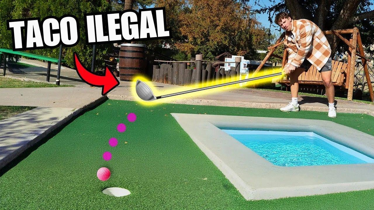 Joguei mini golfe com um taco proibido!