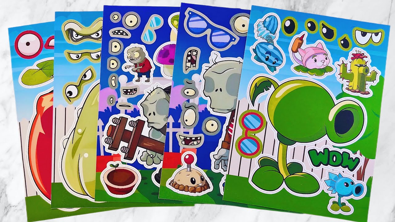 [ToyASMR] Decorate with Sticker Book Plants vs Zombies 🧟‍♂️🌱 #paperdiy #asmr #plantsvszombies