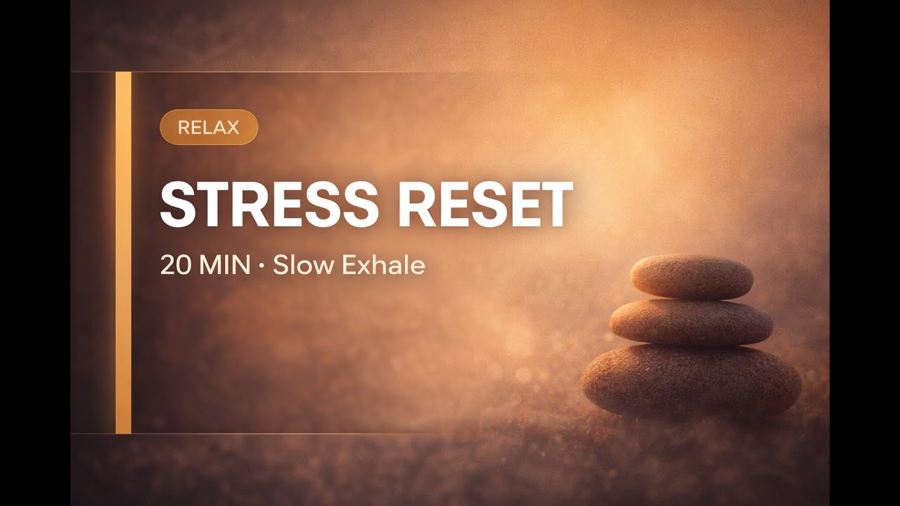 20-Min Stress Reset | Slow Exhale (10Hz→8Hz) Relaxing Soundscape