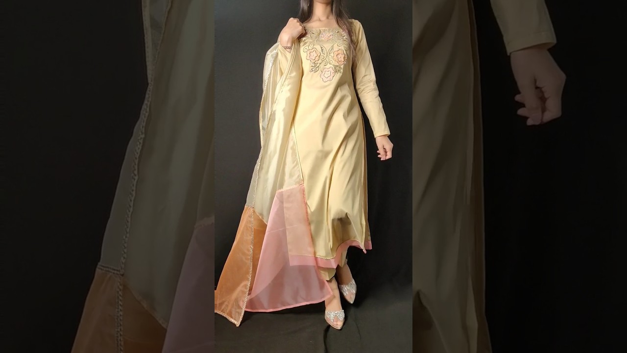 trending insta viral 3D neck cutting & stitching/party wear dress designing/ Hand embroidery #viral