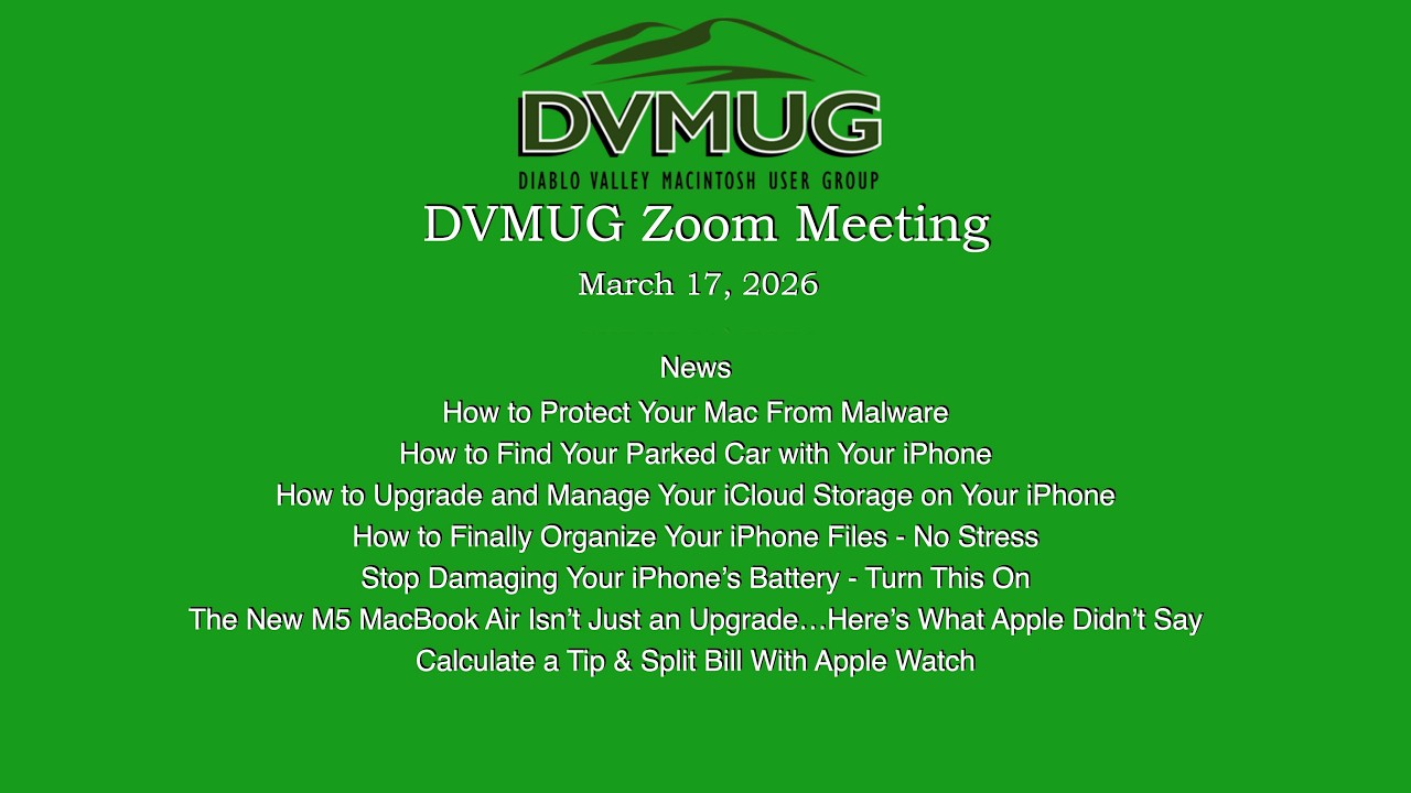 DVMUG Zoom Meeting 3-17-26