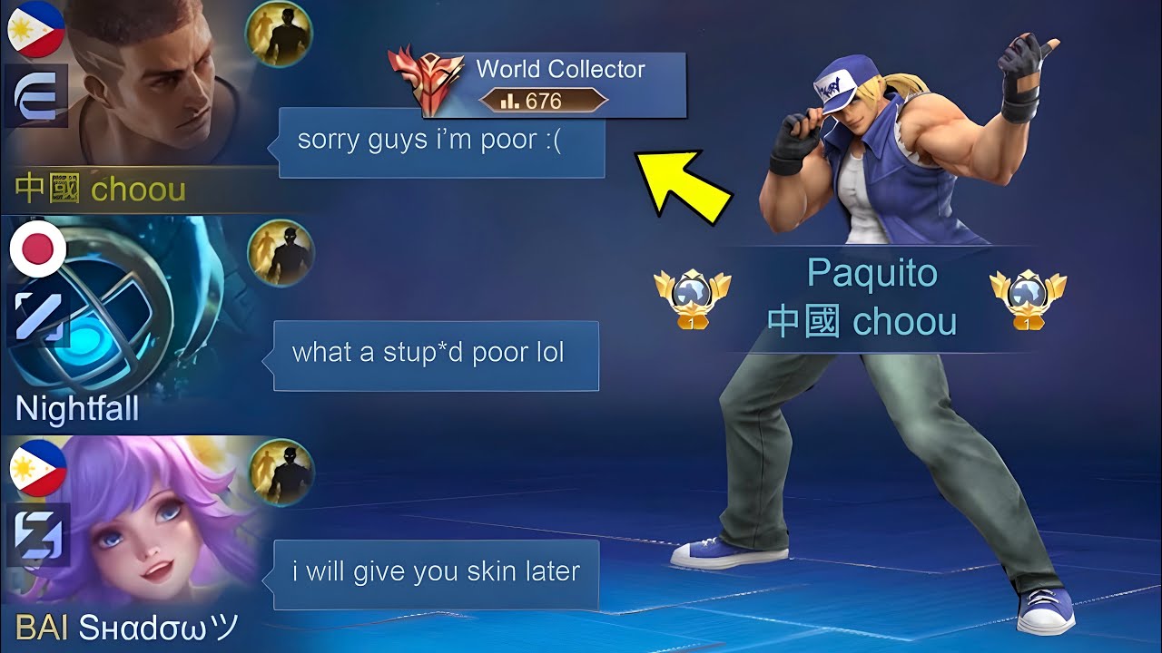 PAQUITO “NO SKIN” BUT WORLD COLLECTOR PRANK IN RANKED!! 😂 - MLBB