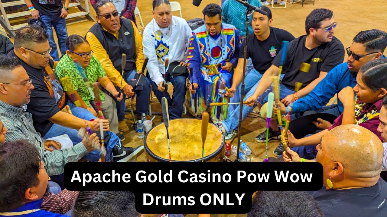 One round of all drums at The Apache Gold Casino Pow Wow 2024