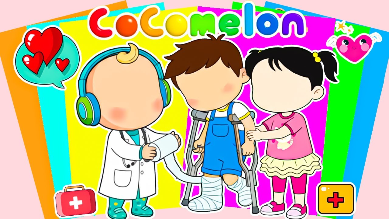 【Paper DIY】Decorate Sticker Book with Tomtom Injures His Leg And Doctor JJ & Yoyo Care For Him!