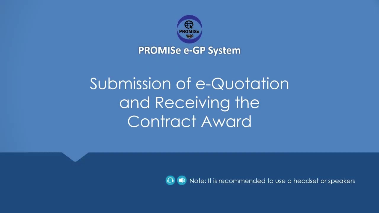 Submission of e-Quotation and receiving the Contract Award