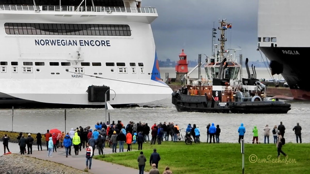 Überführung Kreuzfahrer NORWEGIAN ENCORE cruiseliner conveyance U-Turn Emden C6EF4 IMO 9751511