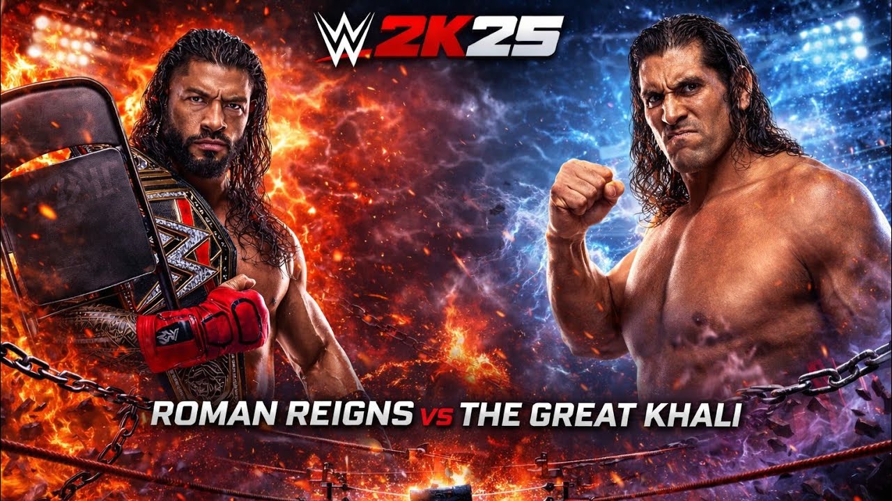 WWE 2K25 Roman Reigns Vs The Great Khali Match 
