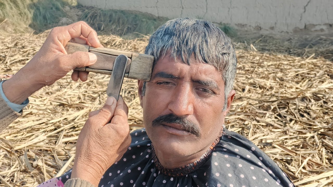 ASMR No Razor🚫Blade Just Pice Of Iron Smooth Shaving || But Barber 💈 102 Year Old [ASMR Boos]