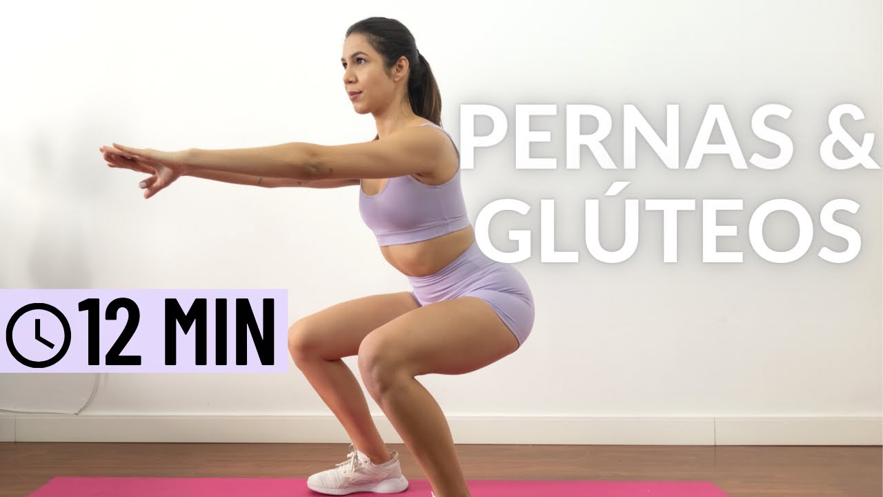 TREINO DE PERNAS E GLÚTEOS SEM EQUIPAMENTO 12 MIN RÁPIDO E EFICIENTE