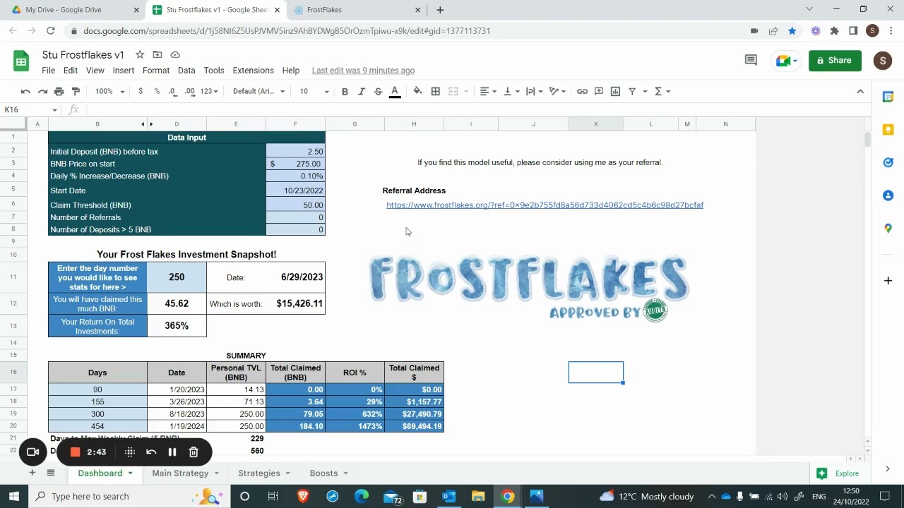 Frost Flakes Calculator Explained! Earn 2% Daily on your BNB