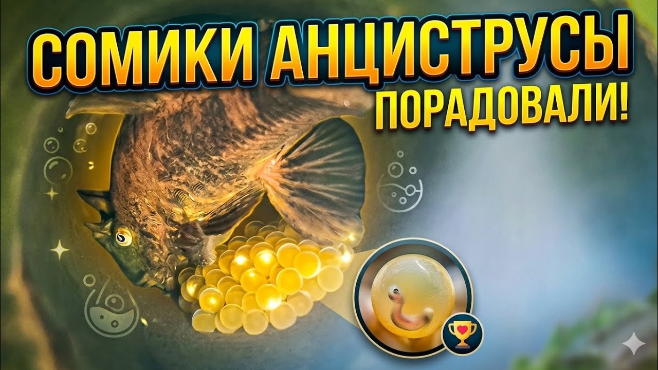 Сомики анциструсы порадовали. Вывелась личинка коридораса.