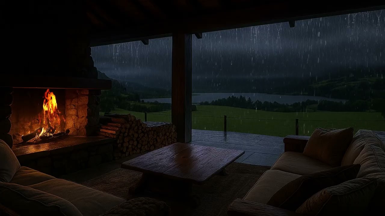 Soothing Rain, Thunder & Fireplace Sounds 🌧️ Perfect Ambience for Sleeping and Unwinding