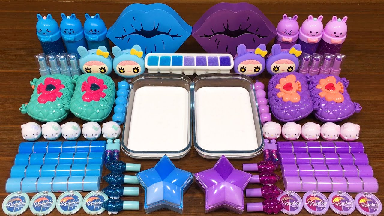 BLUE vs PURPLE ! Mixing random into GLOSSY slime!Satisfying Nastya Slime #501