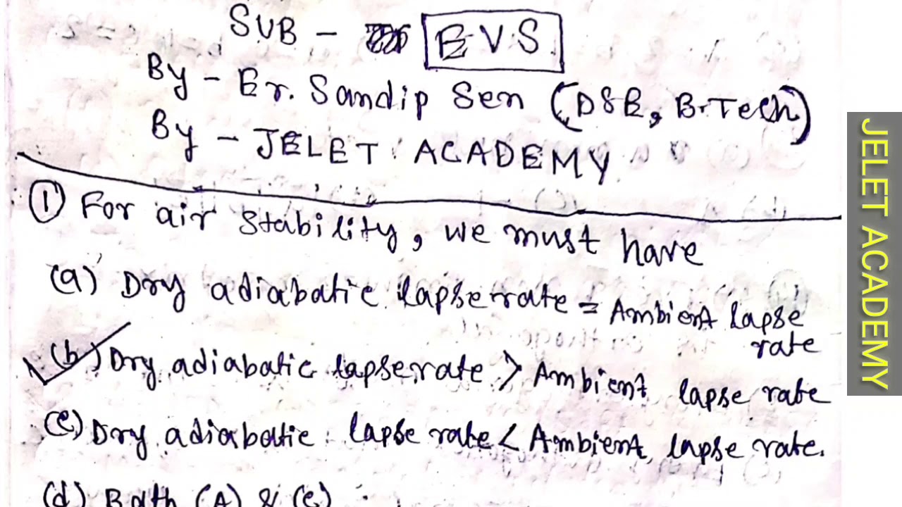 JELET 2019 ANSWER KEY | JELET 2019 QUESTION SOLUTION OF EVS