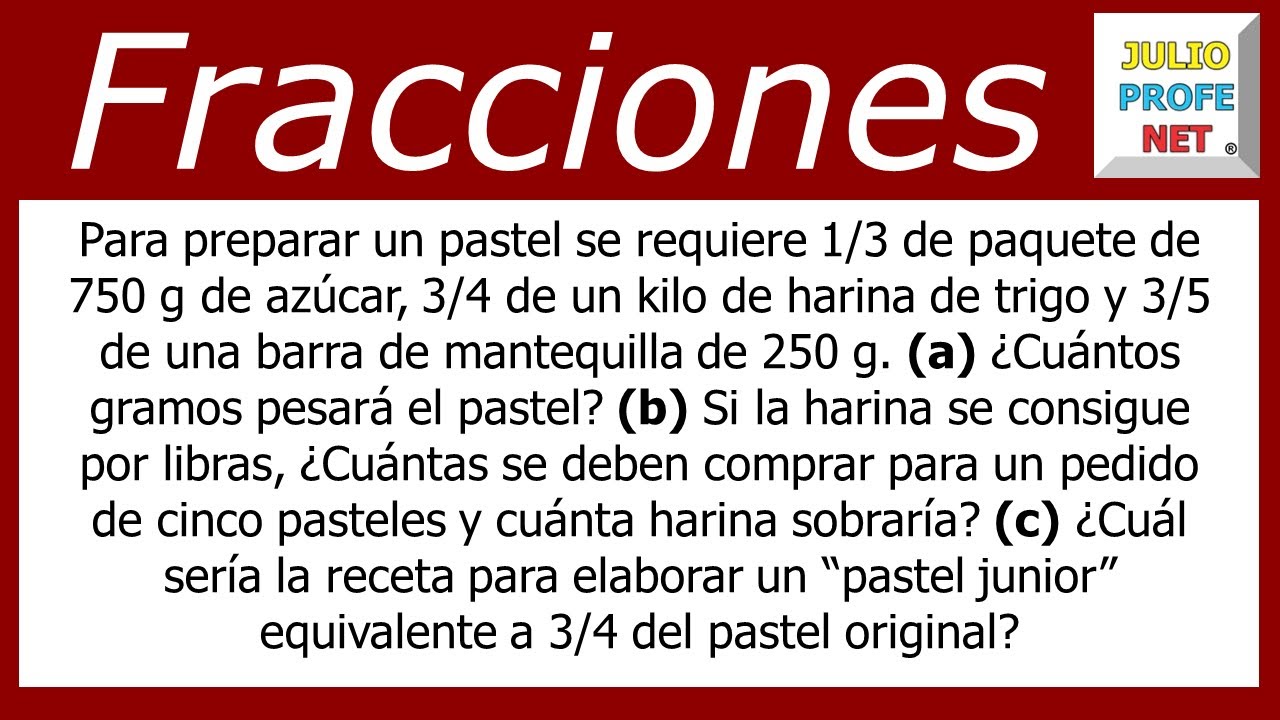 Problemas con fracciones | Video 2 #julioprofe