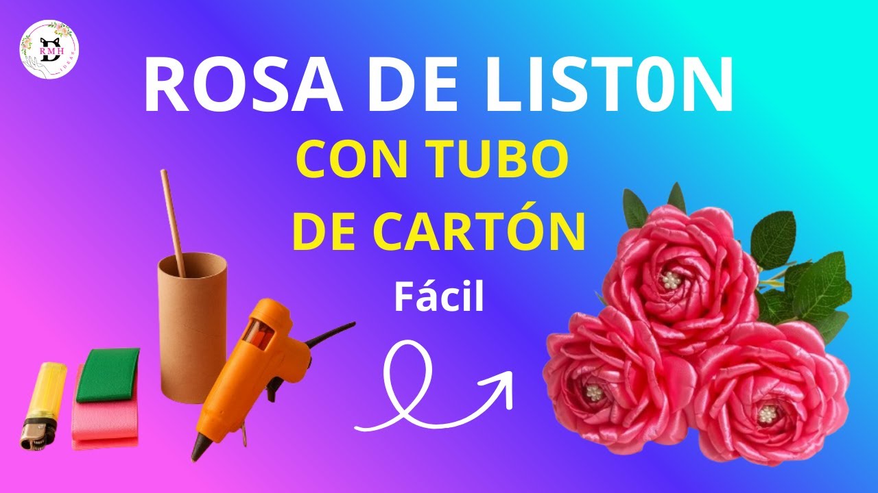🌹 ROSA DE LISTÓN FÁCIL 🌹| Con tubo de cartón ¡Rápida y hermosa!