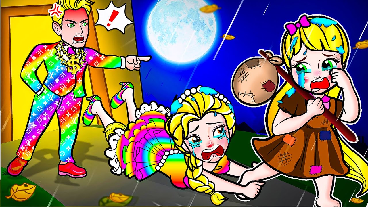 [🐾paper dolls🐾] Poor Family Frozen Elsa Become Rich but Unhappy | Rapunzel Family 놀이 종이