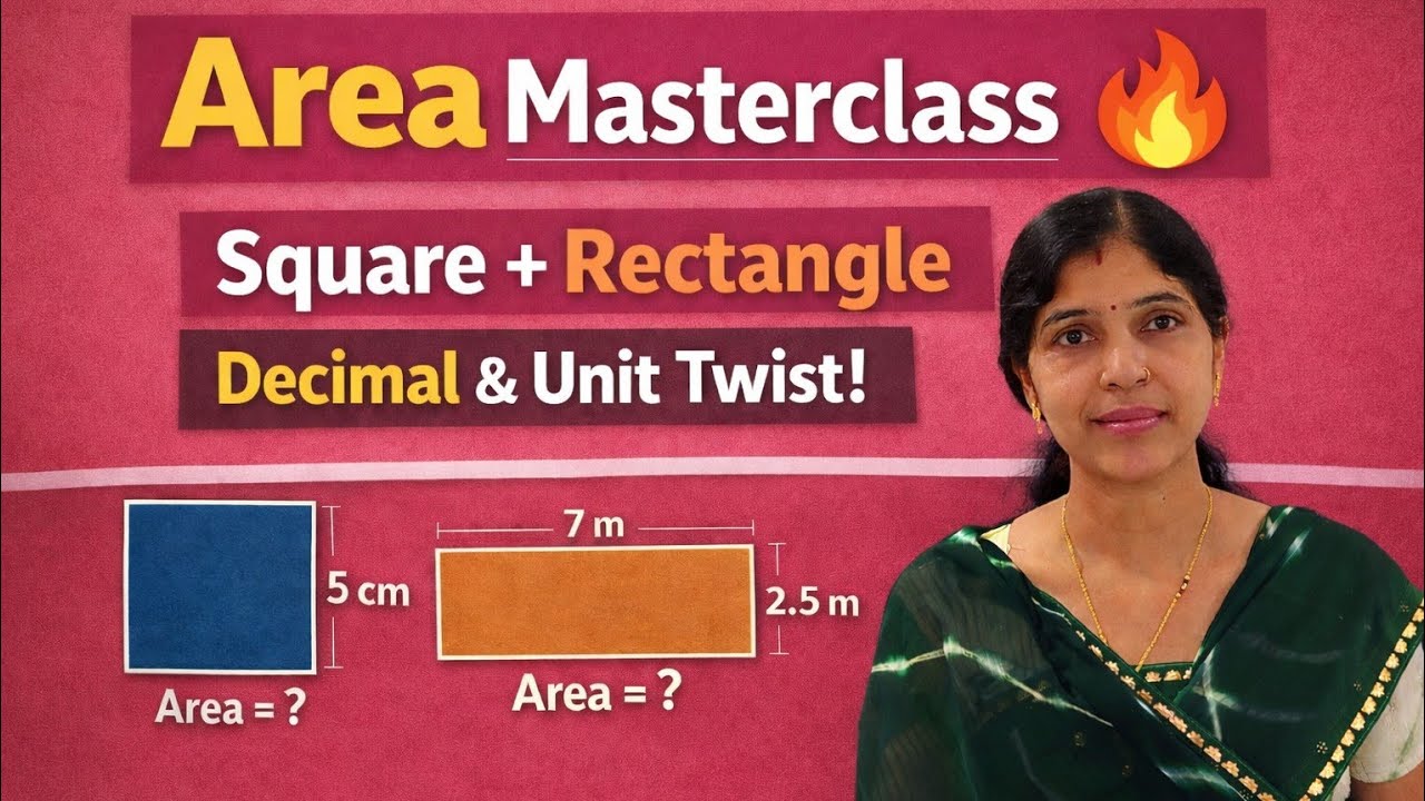 Area Masterclass 🔥Square + RectangleDecimal & Unit Twist!