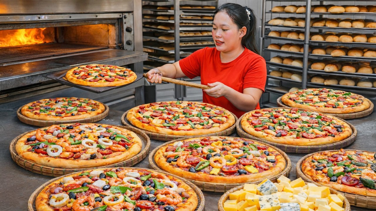 How to Make Traditional Pizza with Sausage, Squid, and Cheese to Sell at the Market| Trieu Mai Huong