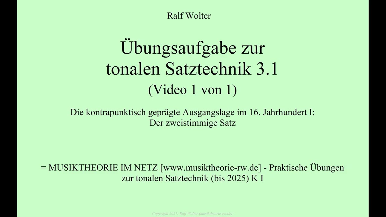 Übungsaufgabe zur tonalen Satztechnik 3.1 (Video 1 von 1)