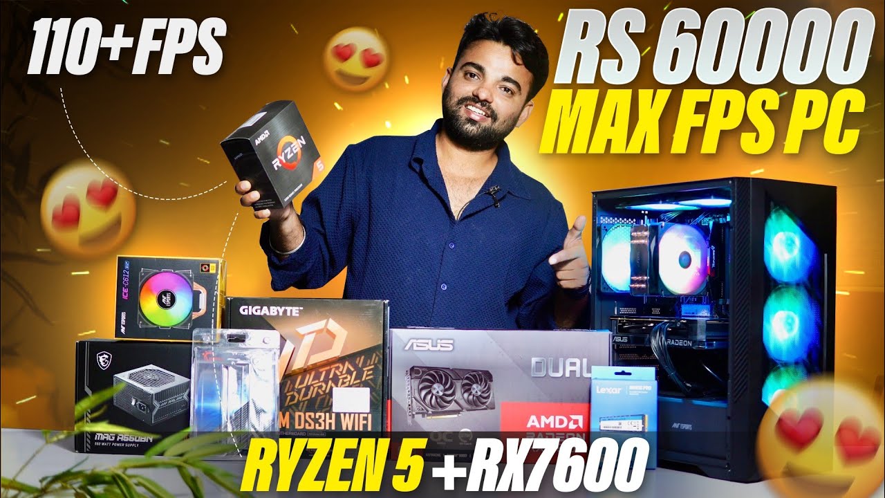 ₹60K High FPS Gaming PC Build 2025 💥  Ryzen 5 + RX 7600 🔥🎮