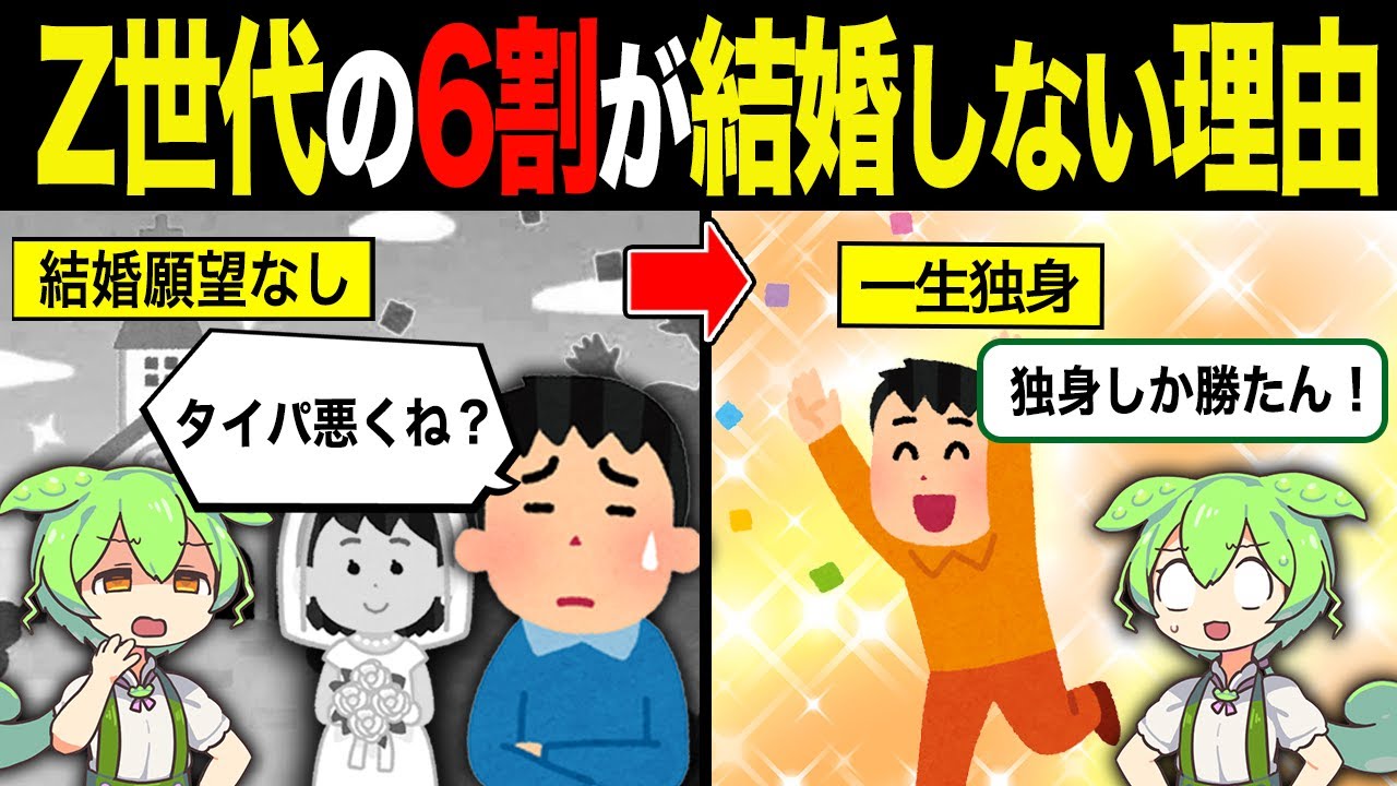 【実話】Z世代の6割が「一生独身」を気にしない理由【ずんだもん＆ゆっくり解説】