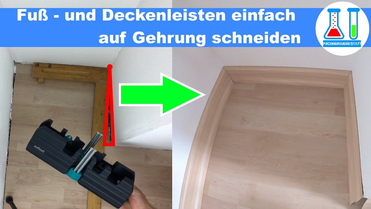 PERFEKTER Helfer: Fußleisten auf Gehrung sägen/ Ecken schneiden und anbringen/ montieren - deutsch