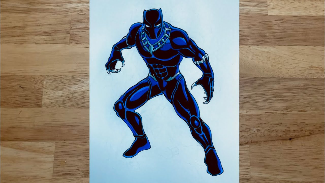 How to draw Black Panther (full body)