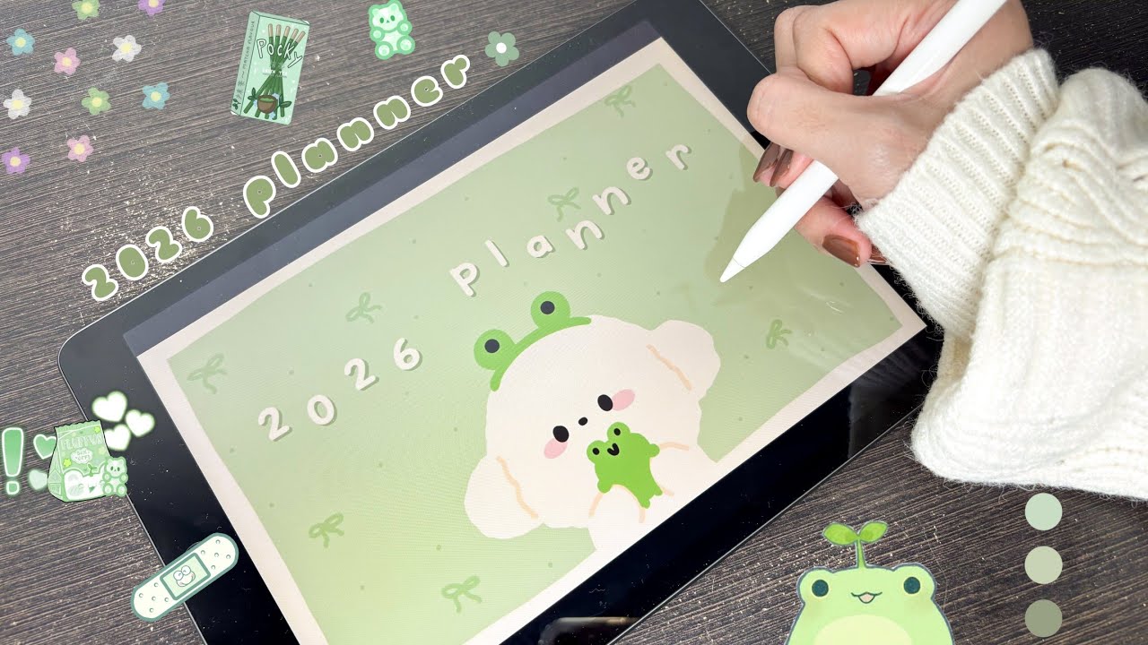 2026 Digital Planner + Hyperlink 🧸💚 | Free Template (Sunday & Monday Start)