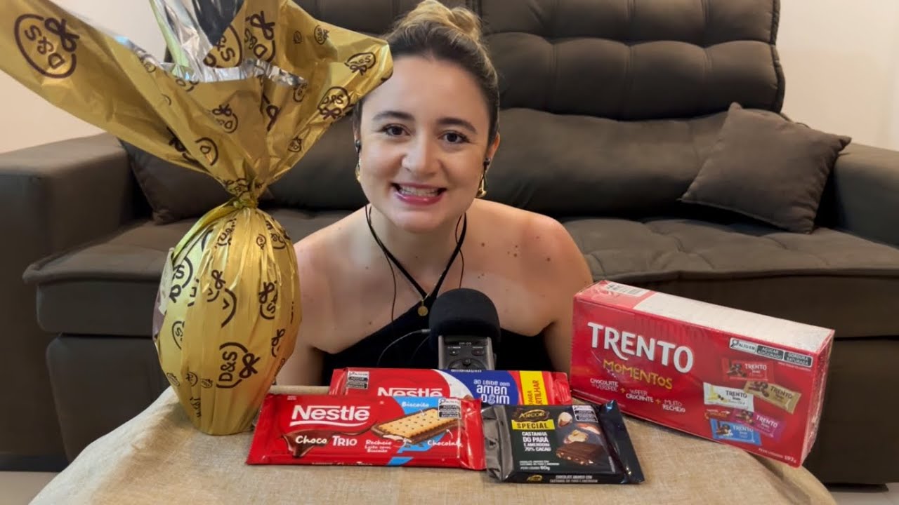 ASMR: PROVANDO OVO DE PÁSCOA E CHOCOLATES DIFERENTES