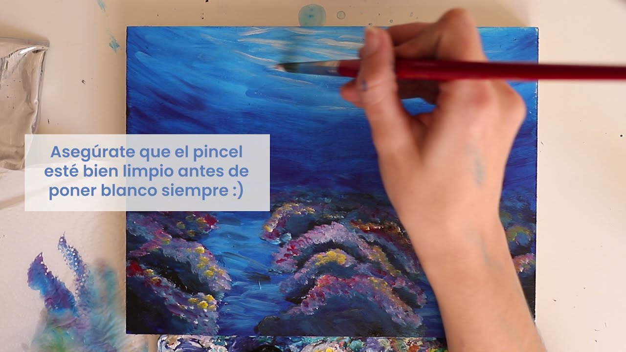 🎨 Pintura acrílica - principiante Intermedio | Tutorial Fondo marino 🌊 | Time lapse | Carmen CB art