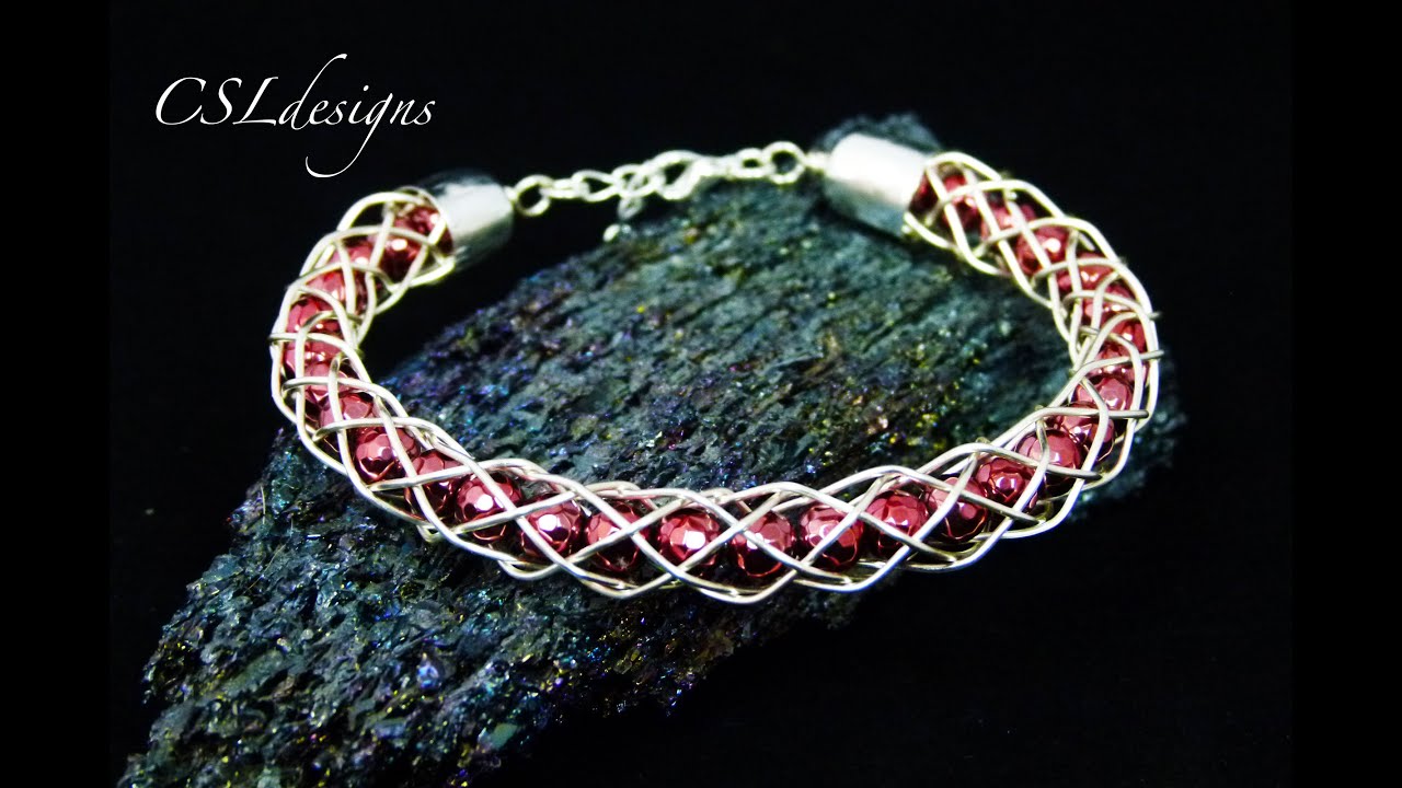 Hollow wirework kumihimo bracelet
