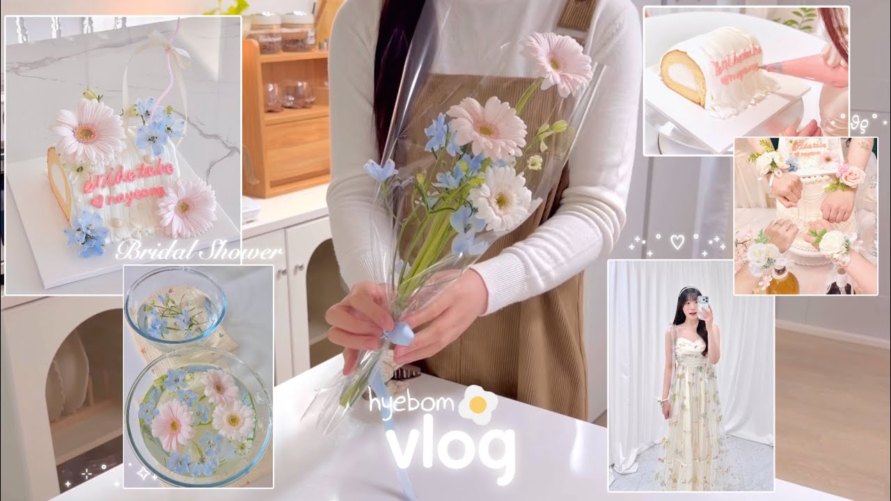 [vlog] 찐친에게 브라이덜 샤워 케이크 만들어서 깜짝이벤트 해주는 일상 | 샥슈카 |갈비탕떡만둣국