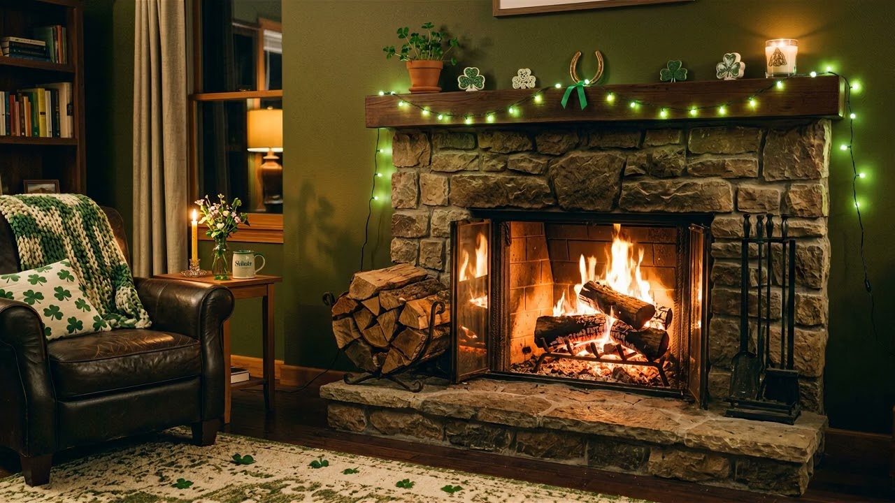 🍀 St. Patrick's Day Fireplace ASMR 2026 | 6 Hours Irish Pub Fire | No Music | 4K