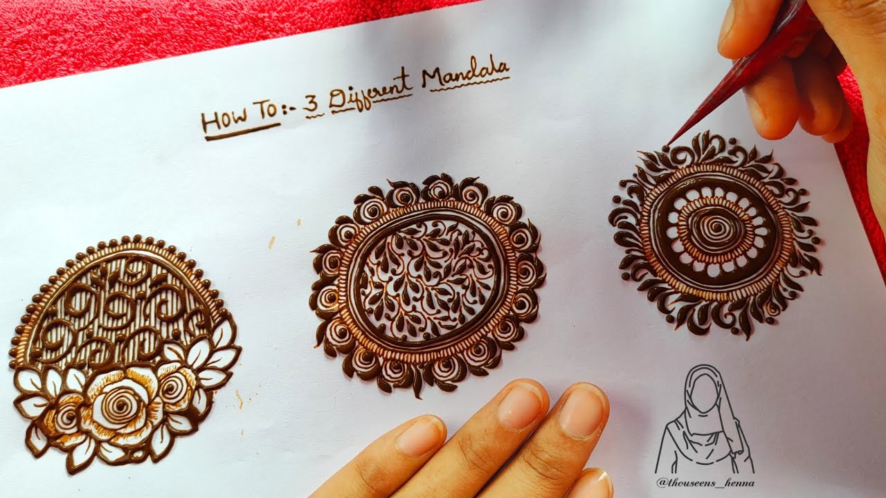 How to: 3 Different Beautiful Mandala Henna Designs || Beautiful Floral Henna Mandala.