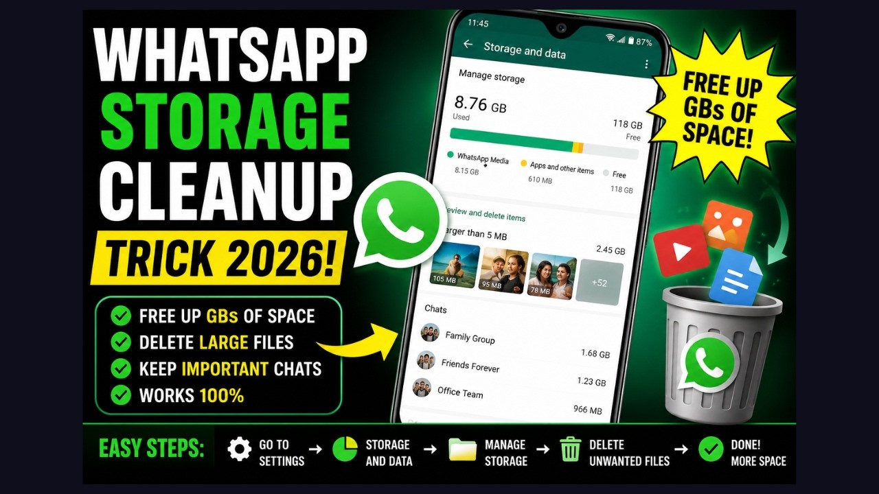 WhatsApp storage cleanup trick 2026 I Free up GBs of space instantly