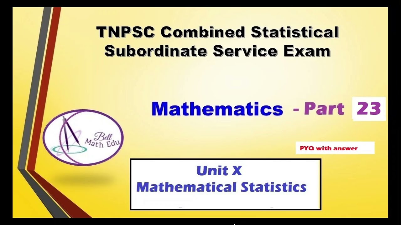 Mathematical Statistics  Previous Year Question Answer | TNPSC Combined Statistical  Exam (Part 23)