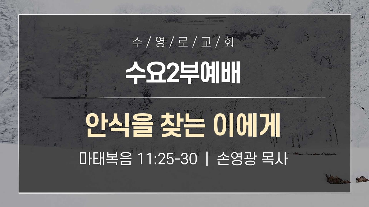 안식을 찾는 이에게 | 마 11:25-30 | 손영광 목사 | 수요2부 | 26.2.18