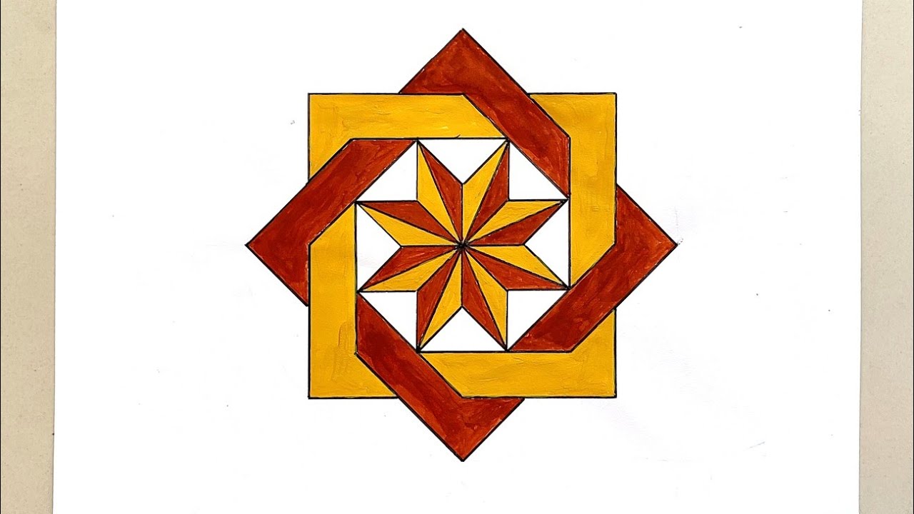 Geometric Overlapping Square Design || Geometric Poster Design || Geometric Drawing in Square