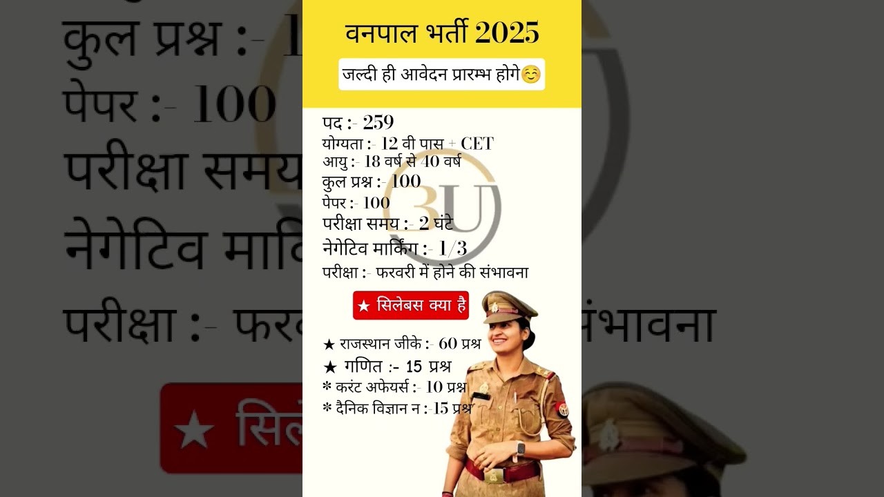 वनपाल वनरक्षक नई भर्ती 2025 || Vanrkshk syllabus exam from Age limit New Bharti 2025 
