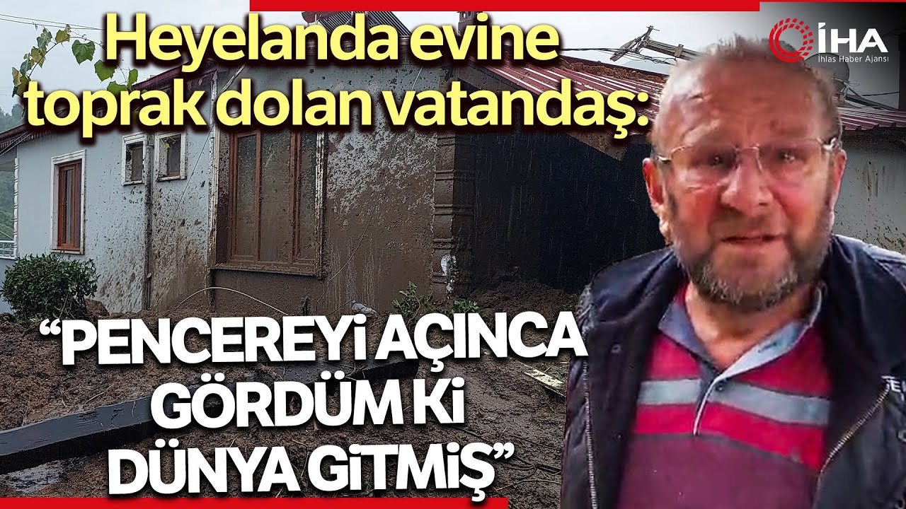 Rize'deki Heyelanda Bir Vatandaşın Evi Toprak Doldu