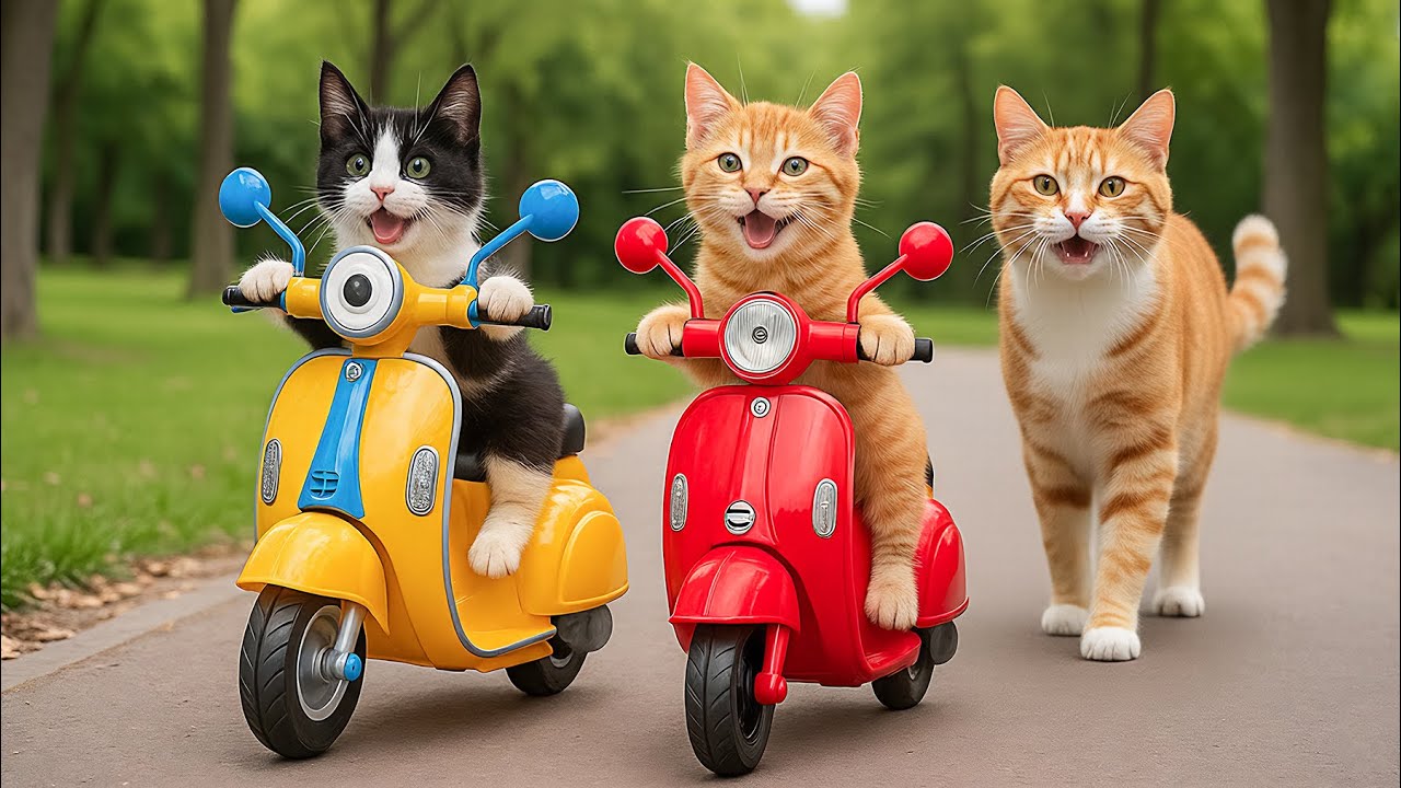 Mama Cat Surprises Kitten with Dream Toy Motorcycle 🐾🐱🏍️ After He Achieves Excellent School Results