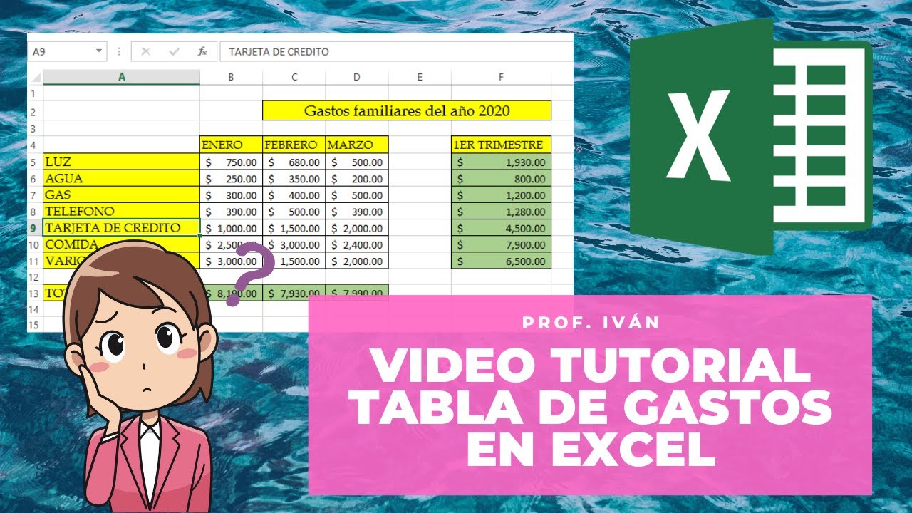 Video tutorial tabla de gastos en el programa Excel.