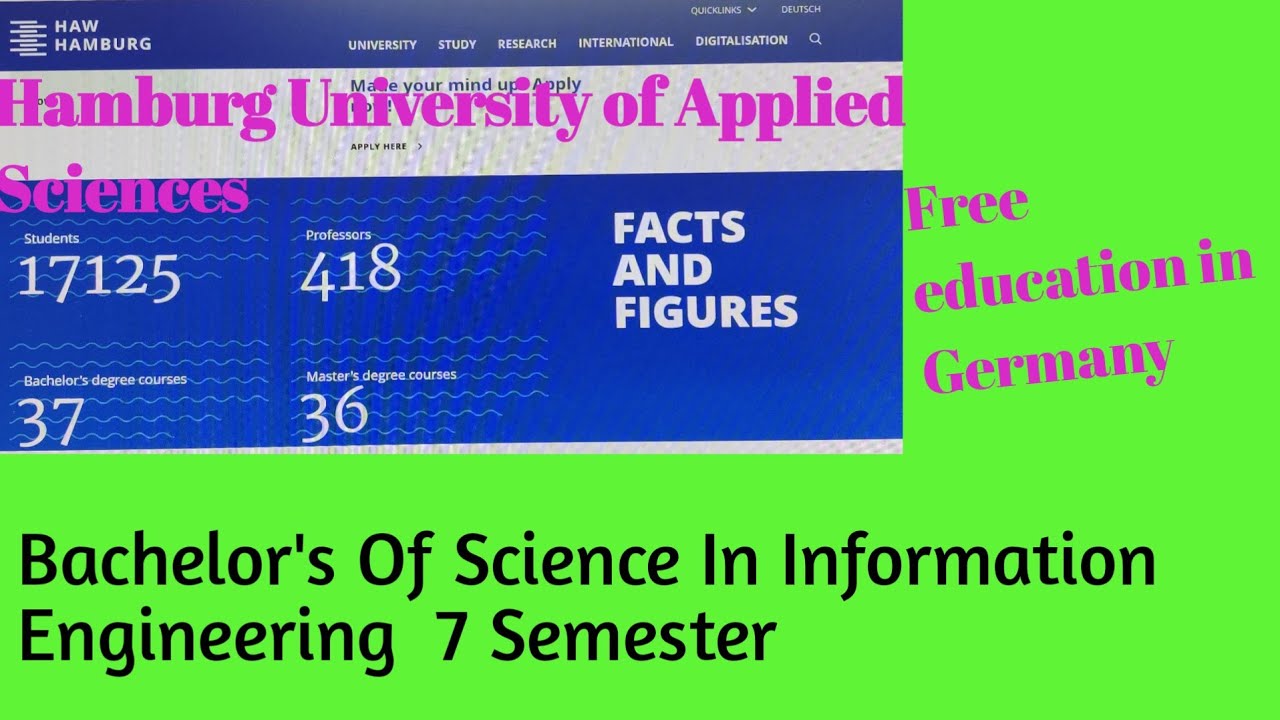 Bachelor of Information Engineering from Hamburg University of Applied Sciences Hamburg Germany