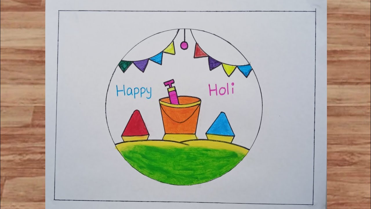 Easy Happy Holi Drawing | Holi Festival Drawing | Easy holi festival drawing #holidrawing #holi2026 